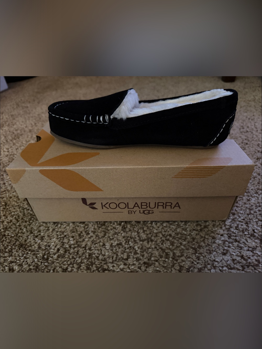 Koolaburra Black Suede Shearling-Lined Women's Slip-On Slippers